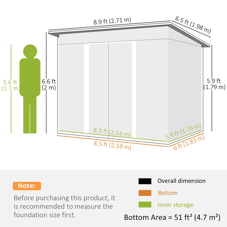 9' x 6.5' Metal Storage Shed