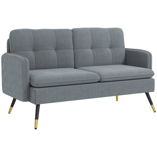 55" Corduroy Tufted Loveseat - Dark Grey