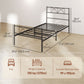 Metal Twin Platform Bed Frame with Headboard, Steel Slat Support, Underbed Storage, No Box Spring Needed, Easy Assembly