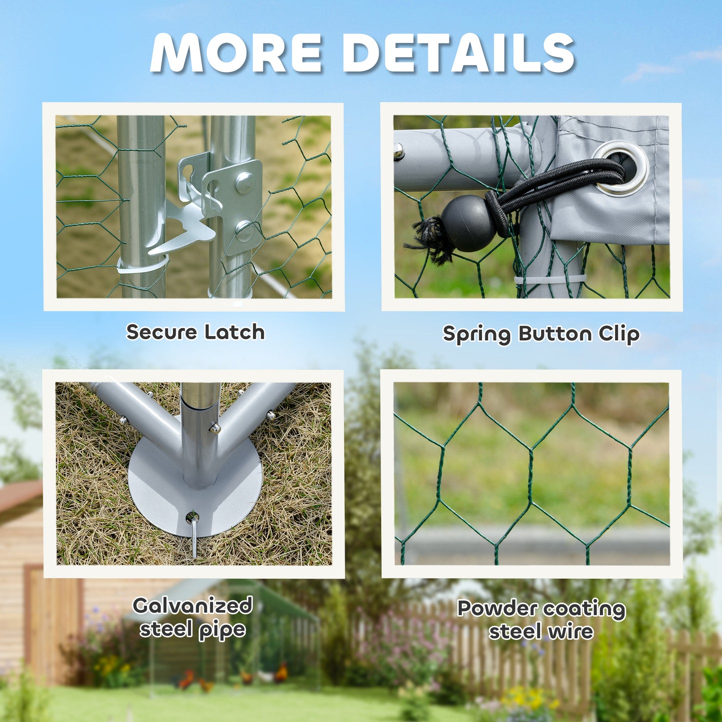 Metal Chicken Coop, 9.8 x 11.2 FT Walk-in Chicken Run with Cover, Lockable Door, Outdoor Poultry Cage for 10-15 Chickens