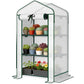 Mini Greenhouse with Screen Roof, Portable Small Greenhouse with Roll-Up Zipper Door