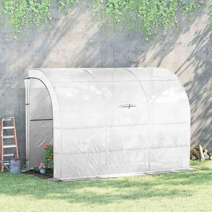 10' x 5' x 7' White Lean-To Greenhouse with Zipper Doors