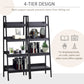 Set of 2, 4 Tier Ladder Shelf Bookcase, Multi-Use Display Rack, Storage Shelving Unit Display Stand, Flower Plant Stand, Home Office Furniture, Black