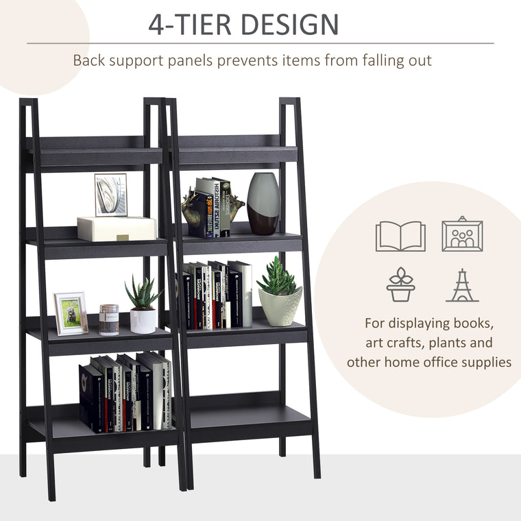 Set of 2 4-Tier Ladder Bookcases