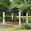 10' x 12' Khaki Hardtop Gazebo with Double PC Roof & Curtains