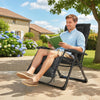 Folding Garden Chair, Reclining Zero Gravity Chair, Sun Lounger with Cushion and Headrest, Black