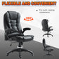 Heated Massage Executive Office Chair, High Back Reclining Swivel Chair with Vibration, Leather, Black