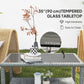 35" Outdoor Wicker Coffee Table with Glass Top, Storage Shelf for Garden Porch Balcony Deck, Dark Grey