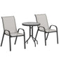 3 Pieces Bistro Set, Small Patio Furniture Set with Stackable Mesh Chairs, Glass Table for Garden, Light Mixed Brown