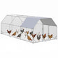 Chicken Run Outdoor, Galvanized Large Metal Chicken Coop Cage, Walk-in Enclosure Poultry Hen Run House Playpen Rabbit Hutch with Flat Roof, Cover