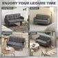 55" Loveseat Sofa, Linen Love Seat w/ S spring, Steel Legs and Button Tufting, Small Couch for Living Room, Dark Grey