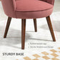Modern Vanity Chair, Velvet-feel Fabric Leisure Accent Chair with Wood Legs for Living Room, Pink