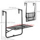 Balcony Hanging Table, Metal Wall Mount Desk, Adjustable Folding Balcony Deck Table for Patio and Garden, Black