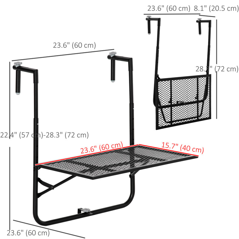 Adjustable Metal Wall-Mount Balcony Hanging Table