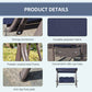 Outdoor Patio 3-Person Steel Canopy Cushioned Seat Bench Swing with Included Side Trays & Padded Comfort, Wine Red