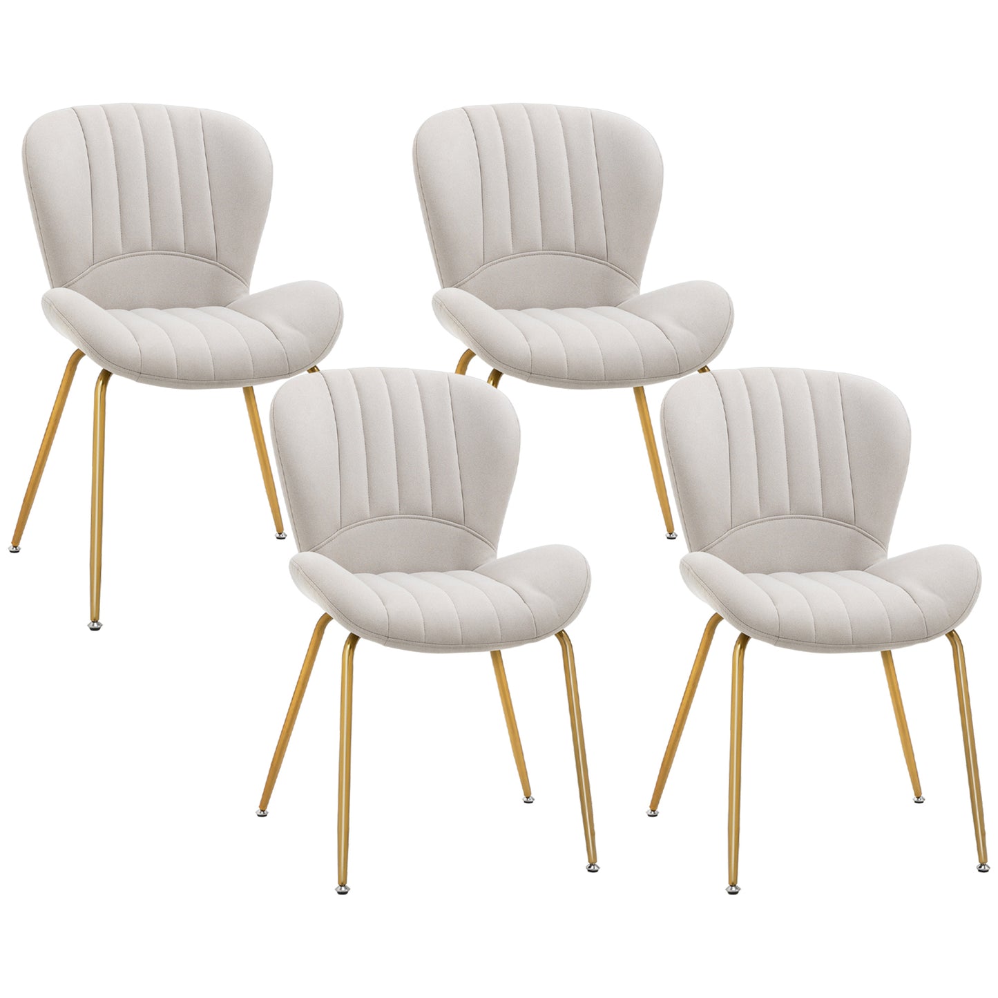 Dining Chairs Set of 4, Modern Accent Chair with Cushioned Backrest, Upholstery for Living Room, Cream White