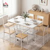 Six-Seater Drop-Leaf Dining Table with Wheels, White