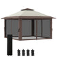 13' x 13' Pop Up Canopy, 2-Tier Roof Easy up Tent Shelter with Nettings Carry Bag Weight Bags for Garden, Patio, Beige