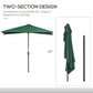8ft Half Umbrella Outdoor Balcony Parasol Patio Garden Outdoor Window Sun Shade w/ 5 Ribs, Green