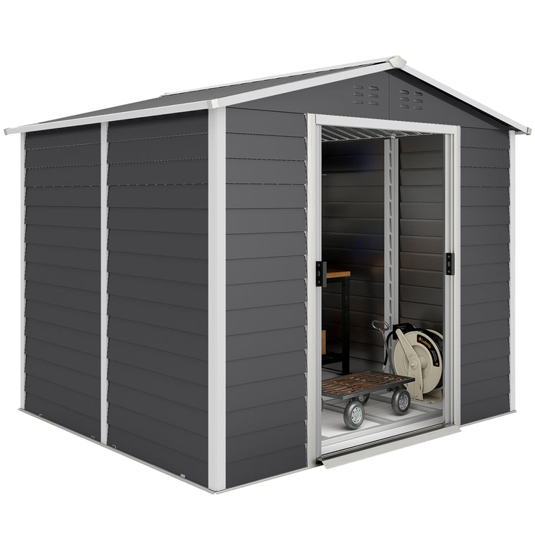 8' x 7' Galvanized Tool Shed with Lockable Doors and Floor Frame