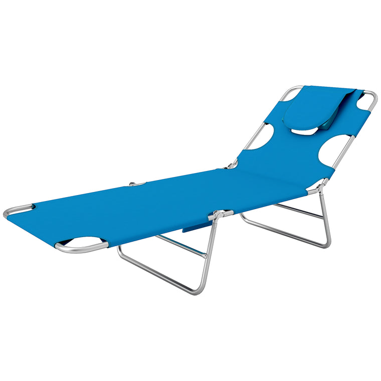 5-Level Folding Tanning Chair with Face Hole - Blue