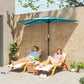 9.8ft Half Umbrella Semi Round Patio Parasol with Crank Handle, Top Vent for Garden, Balcony- NO BASE INCLUDED, Light Blue