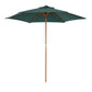 8FT Wood Market Umbrella Patio Umbrella Round Garden Parasol Canopy with Bamboo Ribs and Top Vent, Dark Green