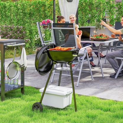 Black 17" Kettle Charcoal BBQ Grill with Ash Catcher