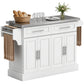 Rolling Kitchen Island with Storage and Stainless Steel Top, Kitchen Trolley with Drawers, Cabinets, Towel Rack
