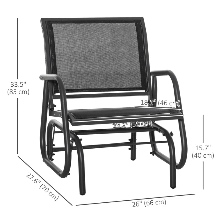 Glider Chairs with Mesh Seat and Metal Frame - Black