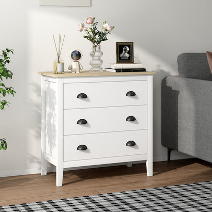 3-Drawer Dresser with Anti-Tipping and Quiet Slides - White