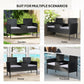 Patio Furniture w/ Mid-Table PE Rattan Loveseat w/ Cushion, Light Grey