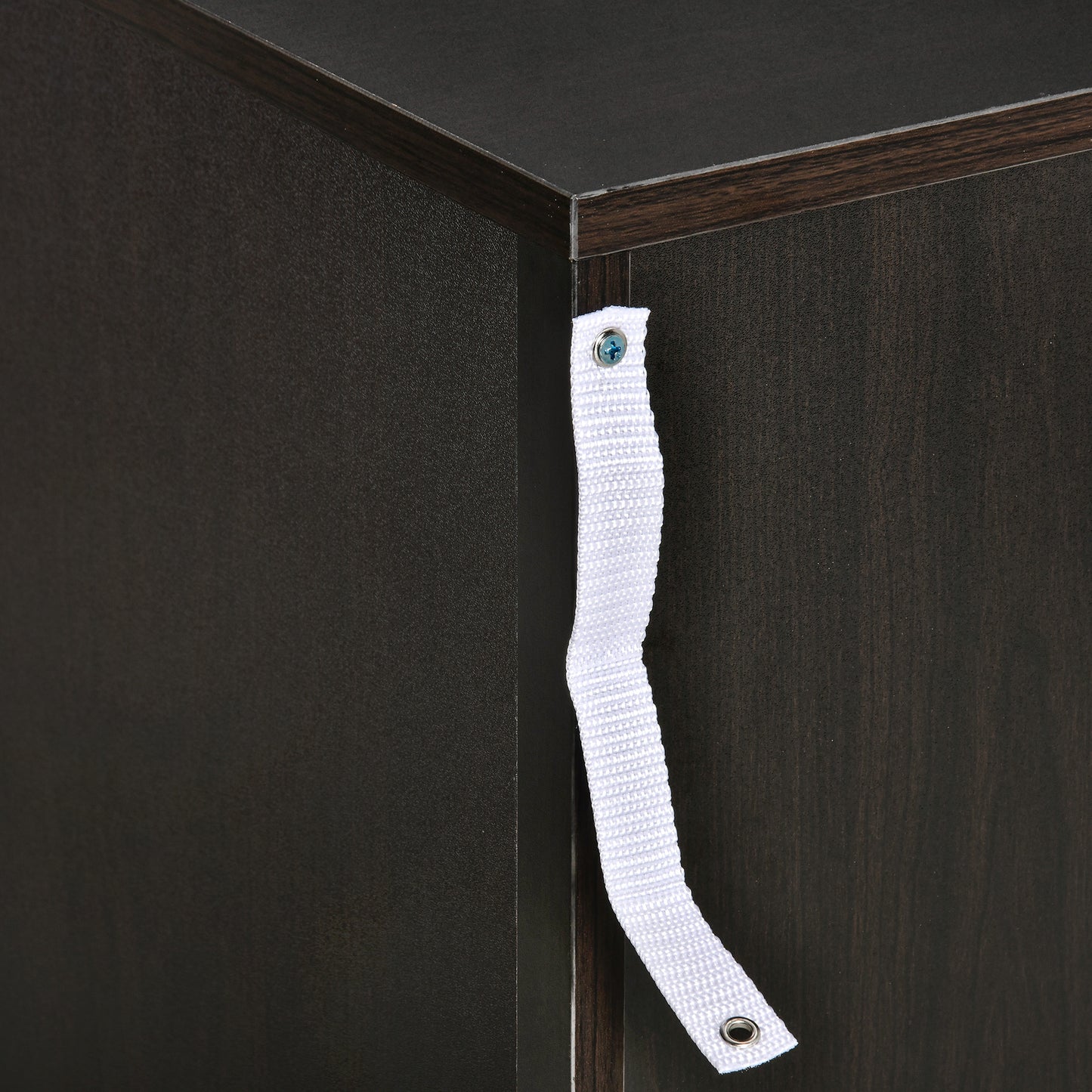 Bedside Table, Modern Night Stand with 3 Drawers and Metal Rail for Bedroom, Dark Brown