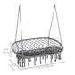 Patio Hammock Chair 2 Seat, Hanging Rope Hammock Swing Chair with Metal Frame and Cushion, Large Macrame Seat for Indoor and Outdoor 396 lbs Capacity, Dark Grey