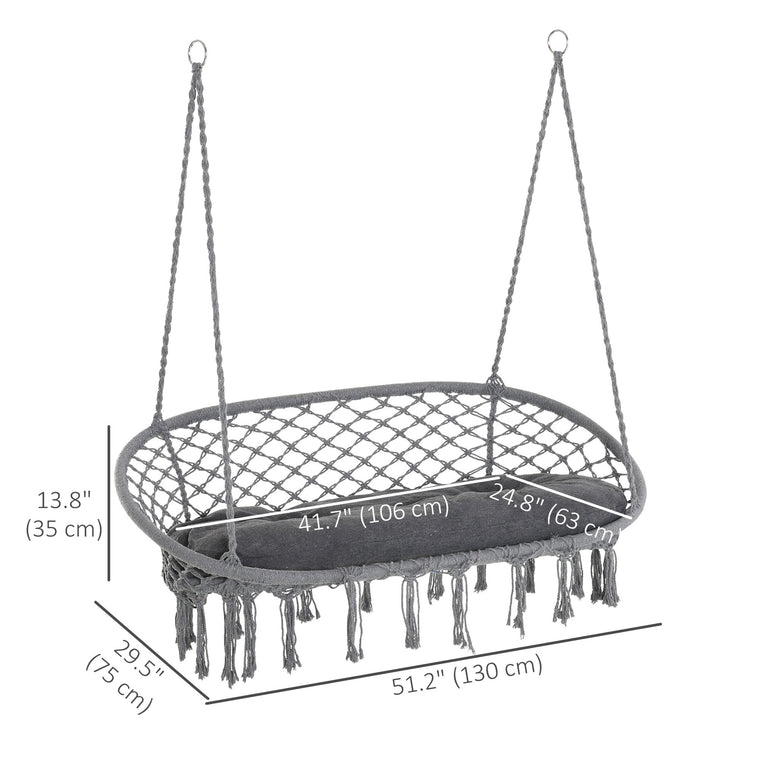 Dark Grey 2-Seat Hammock Chair with Metal Frame