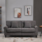 Modern 3 Seater Sofa, Corduroy Fabric 3 Seater Couch with Pine Wood Legs and Rolled Armrests for Living Room, Light Grey