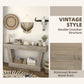 63 Inch Vintage Console Table, Narrow Entryway Table with Open Shelf for Living Room, Light Brown