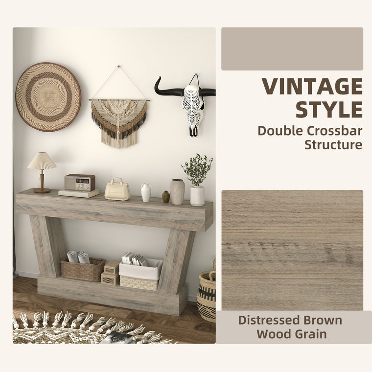 63" Narrow Console Table with Open Shelf