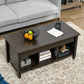 Lift Top Coffee Table, Modern Center Table with Storage Shelves and Hidden Compartment for Living Room, 41" L, Espresso