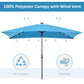 6.5x10ft Patio Umbrella Rectangle Solar Powered Tilt Aluminum Outdoor Market Parasol with LEDs Crank (Turquoise)