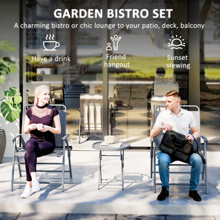 3-Piece Folding Bistro Set with Glass Tabletop