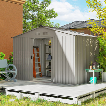 9.1' x 6.4' x 6.3' Tool Shed with Double Doors and Foundation Kit