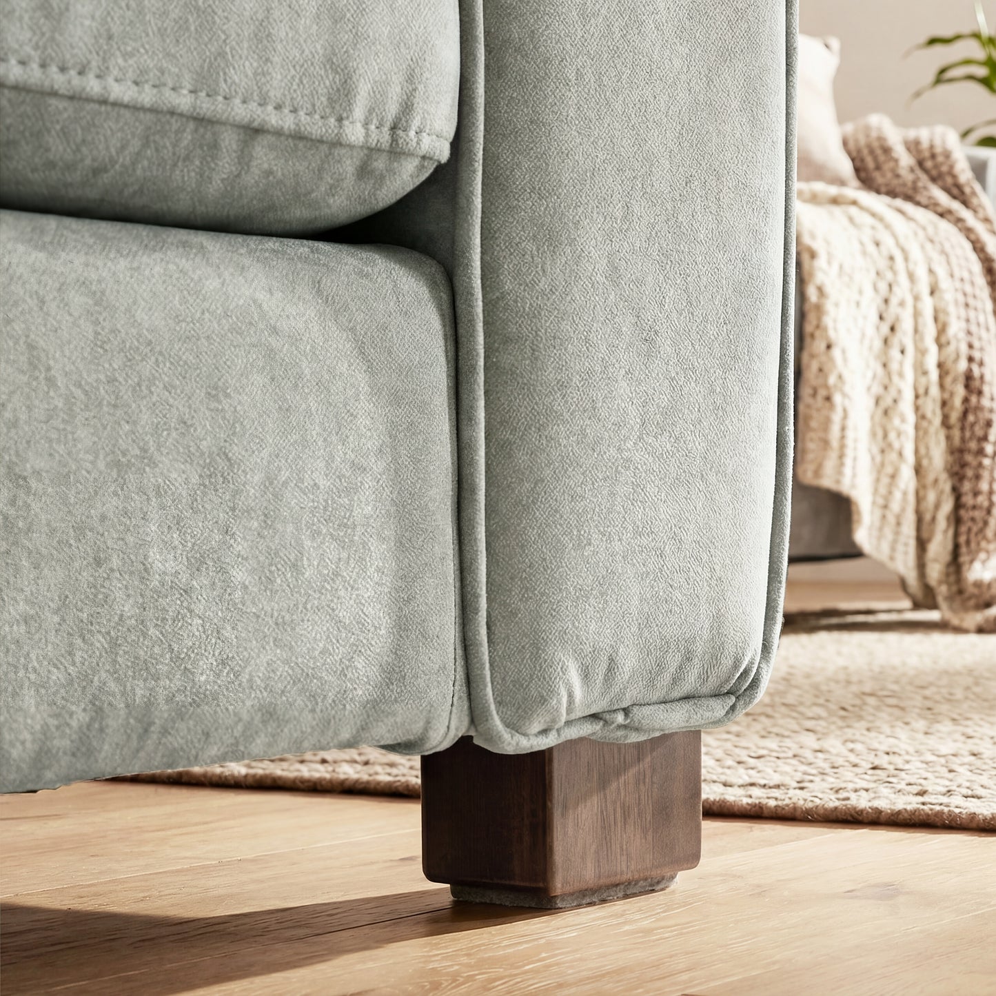 Accent Chair, Velvet-feel Fabric Armchair with Wide Seat, Spring Cushion, Solid Wood legs, Grey