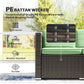 3 Pieces Patio Furniture Set with Cushions, Outdoor PE Rattan Wicker Conversation Corner Sofa Set, Light Green