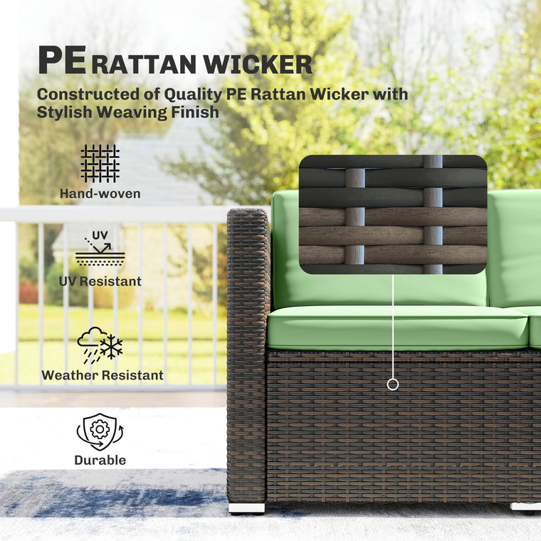 3-Piece PE Rattan Corner Sofa Conversation Set