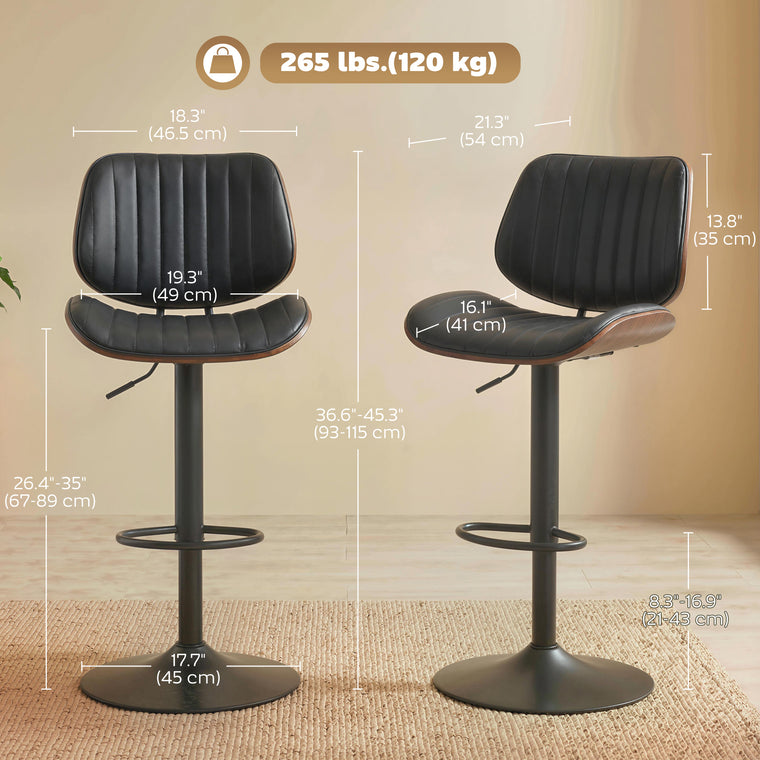Adjustable Swivel Counter Height Bar Stools, Set of 2