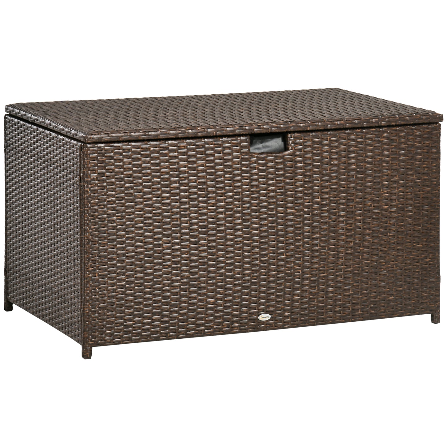 113 Gallon Outdoor Storage Box, Rattan Deck Box for Indoor, Patio Furniture Cushions, Brown