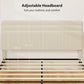 Queen Size Bed Frame with Adjustable Upholstered Headboard Platform Bed Frame Wood Slat Support Noise Free Light Grey