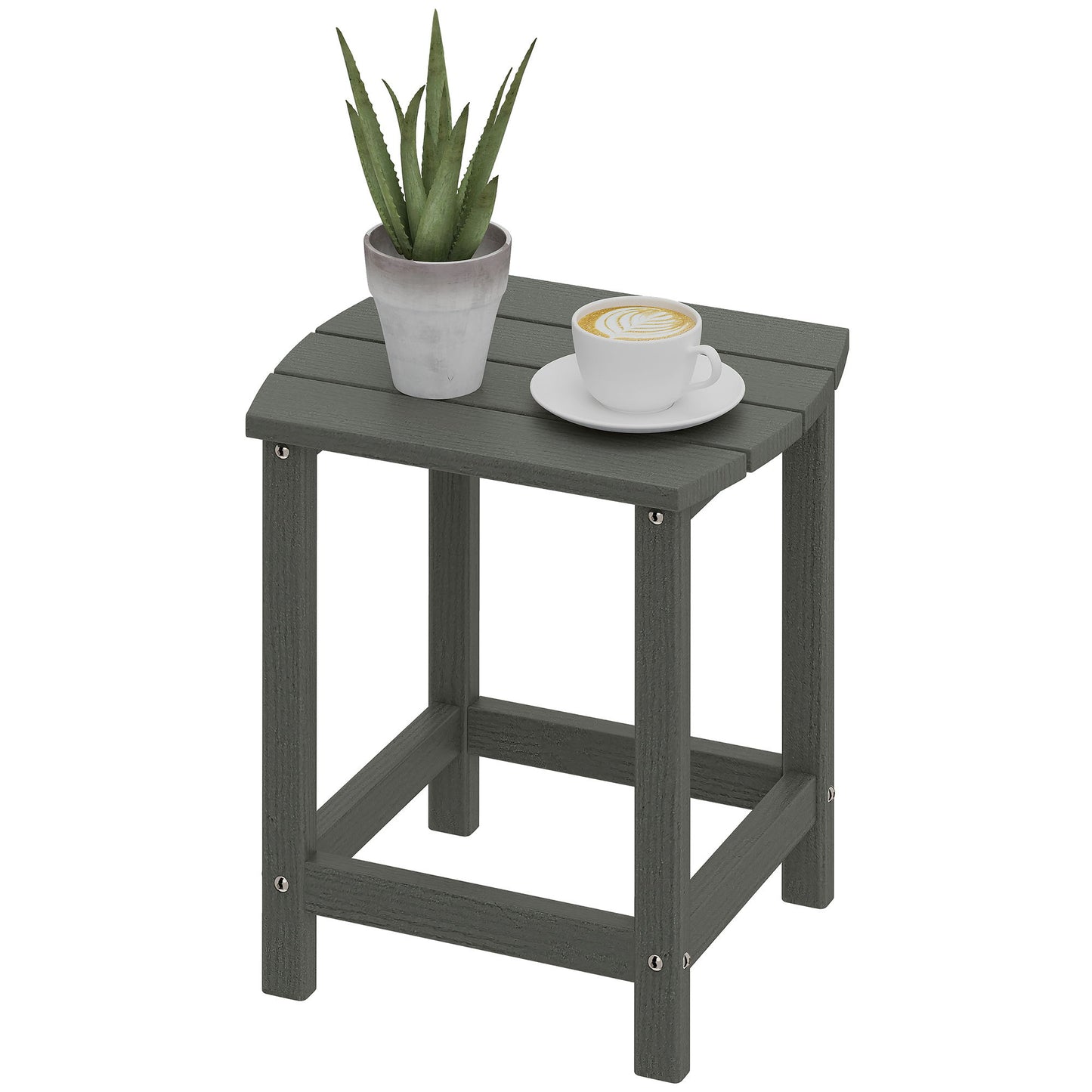 Outdoor Side Table, Adirondack Patio End Table for Garden, Pool, Backyard, Lawn, Beach, Indoor and Outdoor, Grey