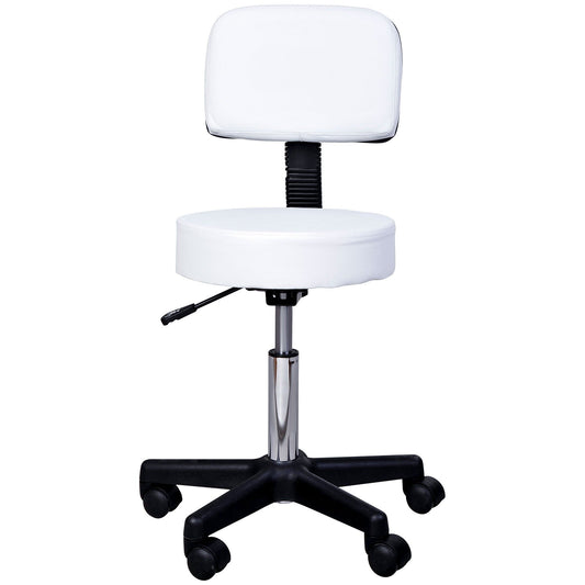 Adjustable Rolling Drafting Stool with Back - White